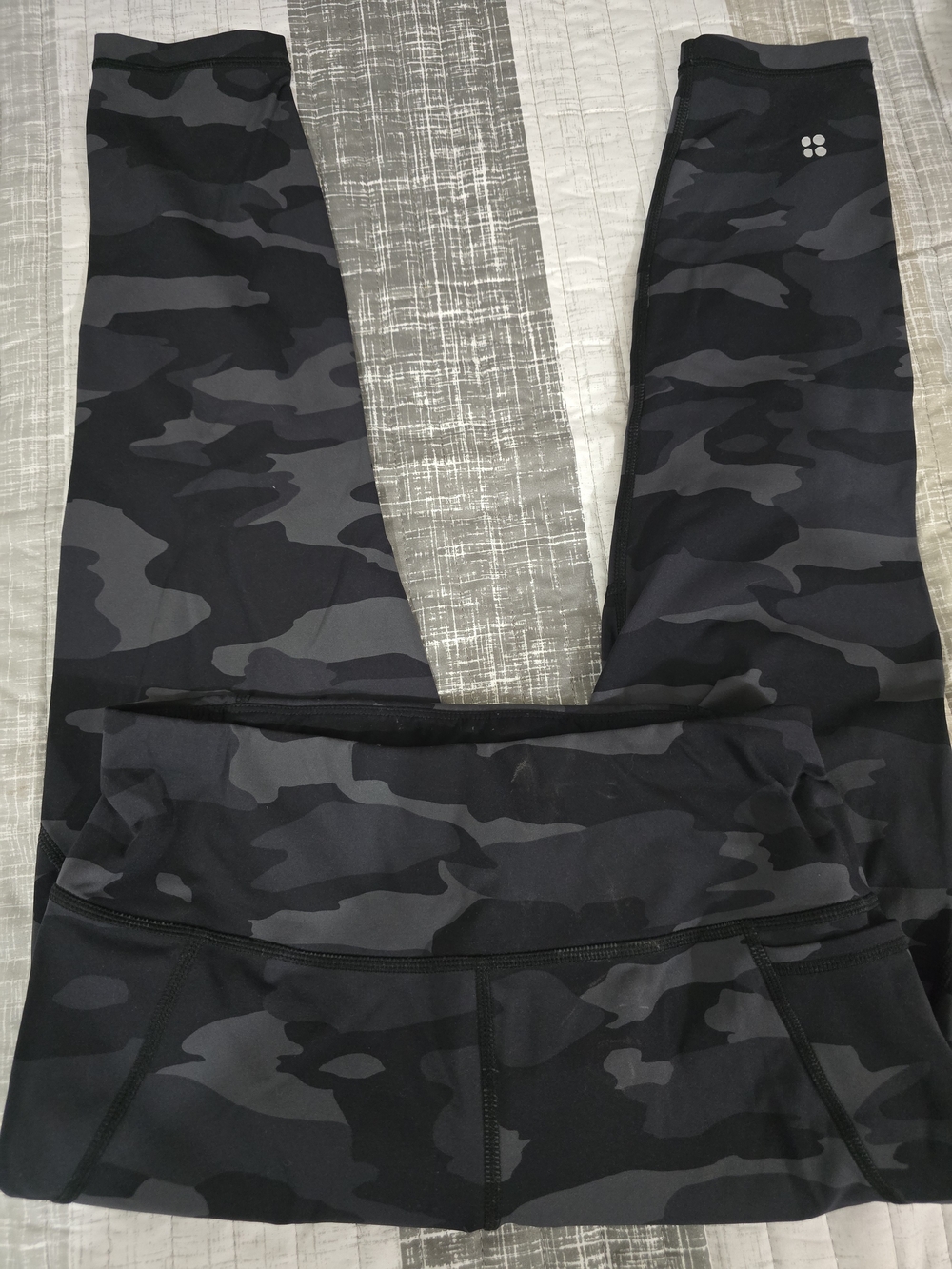 Sweaty Betty Black & Charcoal Camo The Power 7/8 Leggings Sz S